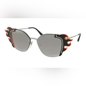 Prada Women's Sunglasses - Silver Black Orange Metal Frame New Authentic